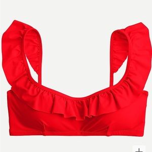 J crew red ruffle bikini top